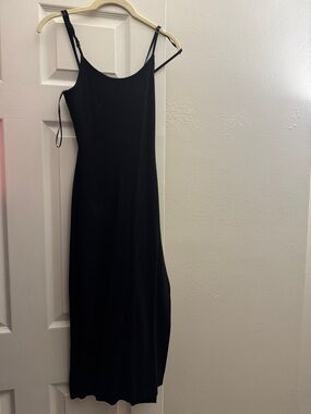 Hera Collection Black Midi Slip Dress with Adjustable Straps